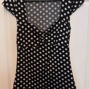 Sourpuss Black and White Top with Classic Polka Dots